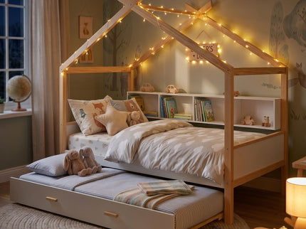 House Bed With Bookshelf Storage