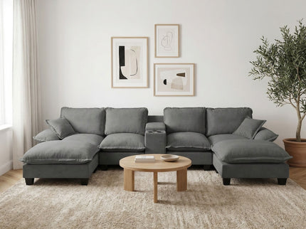 Modular Cloud Couch Sofa With Cup Holders & Storage, USB Port