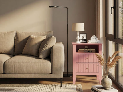 Fluted Nightstand With 2 Drawers