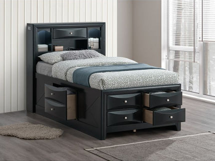 Modern Design Storage Bed With Bookcase Headboard