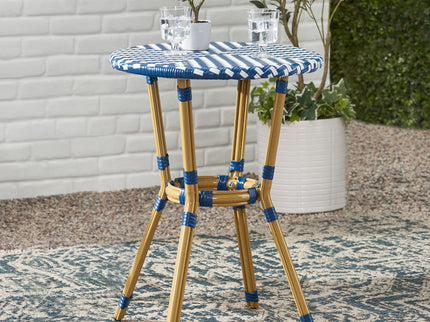 French Bistro Table Outdoor Elegance - White / Blue