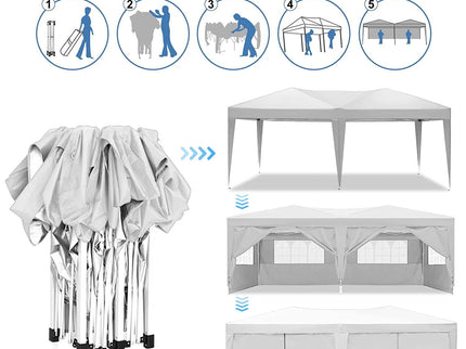 10'X20' Ez Pop Up Canopy Outdoor Portable Party Folding Tent With 6 Removable Sidewalls + Carry Bag + 4 Pieces Weight Bag