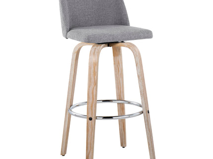 Toriano - Contemporary Fixed Height Barstool With Swivel & Round Footrest (Set of 2)