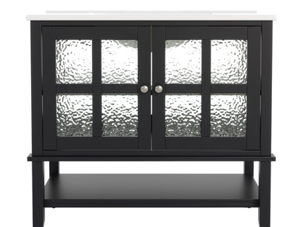 Bathroom Vanity With Ceramic Sink, Adjustable & Open Shelf