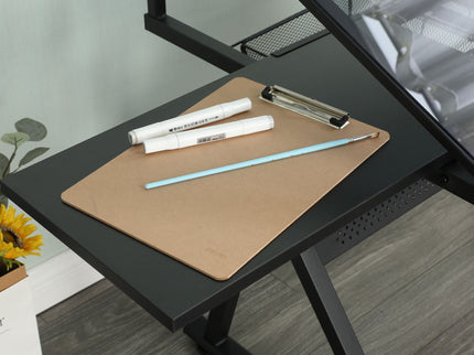 Adjustable Tempered Glass Drafting Printing Table With Chair
