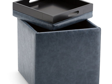 Rockwood - Upholstered Cube Storage Ottoman With Tray