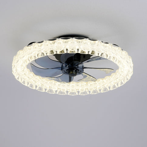 LED Light Source And Remote Control, 3000 - 6500K Dimmable Flush Mount LED Fan Light, 6 Speeds, Quiet DC Motor - Matte Black