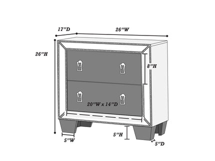 Nightstand With 2 Drawers And Mirror Accent - Silver