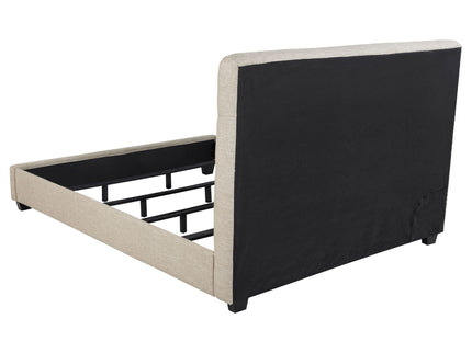 Upholstered California King Bed With Tufted Headboard And Birch Legs - Oatmeal
