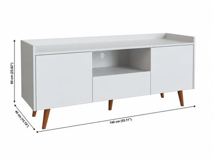 TV Stand For TVs Up To 60" With Open Storage Shelf, 2 Doors, 1 Drawer And Cable Management