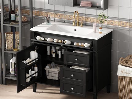 Bathroom Vanity & Top Sink, Modern Bathroom Storage Cabinet With 2 Drawers And A Tip-Out Drawer