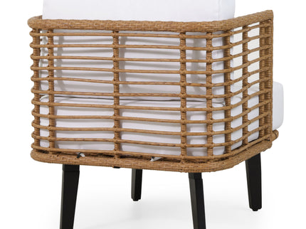 Outdoor Wicker Club Chair With Water Resistant Cushion - Brown