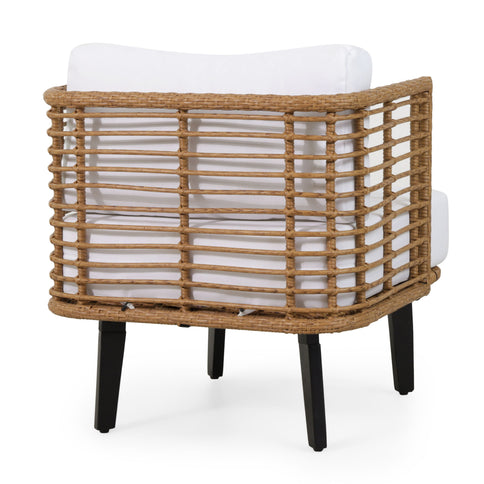 Outdoor Wicker Club Chair With Water Resistant Cushion - Brown