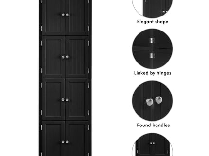 Tall Storage Cabinet With Doors And 4 Shelves For Living Room, Kitchen, Office, Bedroom, Bathroom, Modern