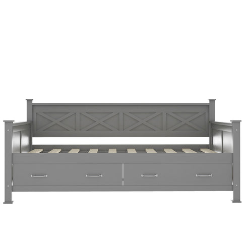 Modern Daybed With 2 Large Drawers, X Shaped Frame