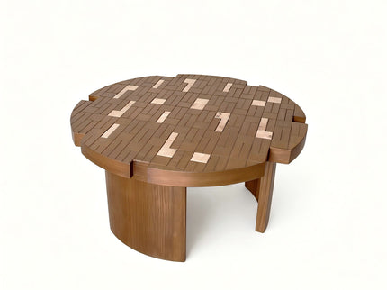 Round End Table For Living Room - Brown / Yellow