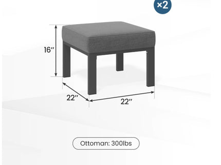 All-Weather Patio Ottomans With Thick Cushions (Set of 2)