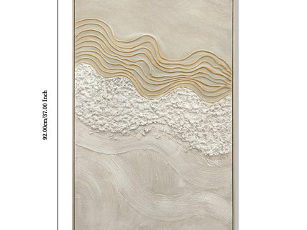 Framed Wall Art, Textured Canvas Painting With Accents, Decor For Living Room (Set of 2) - Antique White