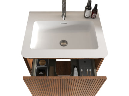 Etna - Striped Bathroom Vanity With Ceramic Sink, Wall Mounted Floating Bathroom Vanity For Modern Bathroom