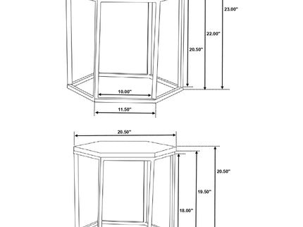 2 Piece Nesting Table With Hexagon Base - Brown