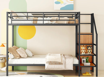 Bunk Bed With Lateral Storage Ladder And Wardrobe