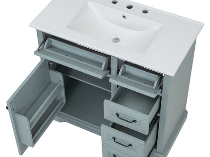 Bathroom Vanity With Sink, 2 Tip Out Drawers, Soft Close Hinges - Gray
