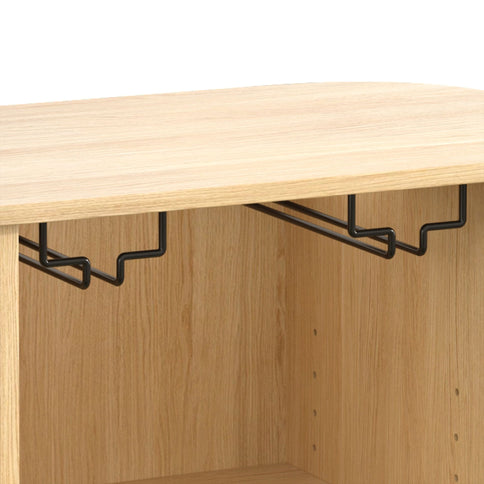 Fluted Wine Bar Cabinet With 8 Grid Wine Rack, 5 Level Adjustable Shelves, 2 Glass Holders