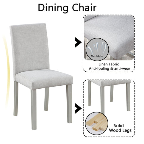 Dining Table Set With Crystal Decoration And Upholstered Chairs