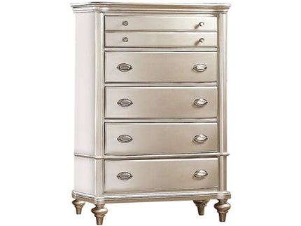 Bedroom Furniture Chest Of Drawers, 5 Drawer Storage - Champagne / Silver / Gray