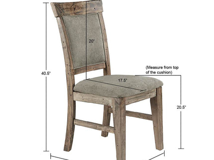 Dining Side Chair Set With Cushioned Back And Seat (Set of 2) - Weathered Gray / Natural