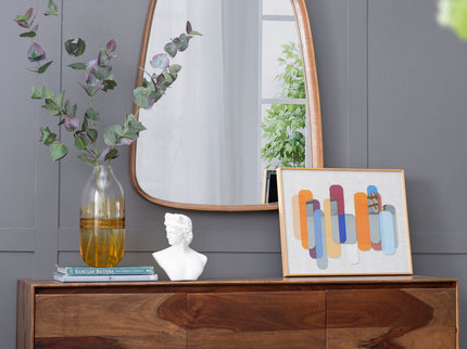 Irrgeular Mirror With Wood Frame, Wall Mirror For Living Room Bathroom Entryway - Brown