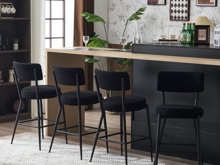 Modern Teddy Fabric Upholstered Bar Stools - Legs