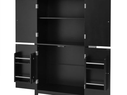 Elegant Bathroom Floor Storage Cabinet With 4 Doors, Adjustable Shelves