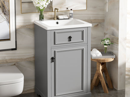 Elegant Bathroom Vanity With Ceramic Sink, Soft Close Door, Adjustable Shelf