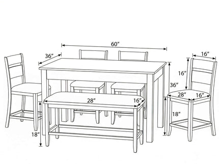 6 Piece Gathering Dining Set