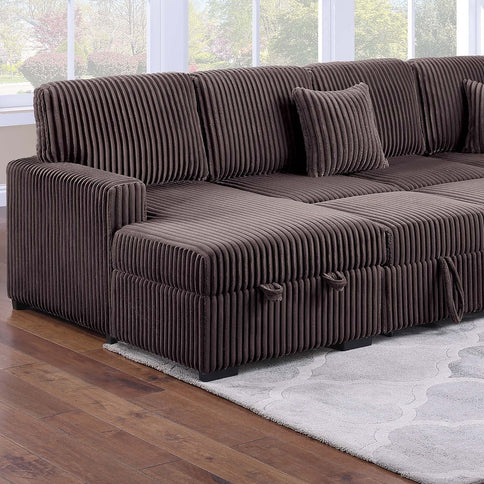 Convertible Sectional Upholstered Sleeper Sofa With Storage Chaise