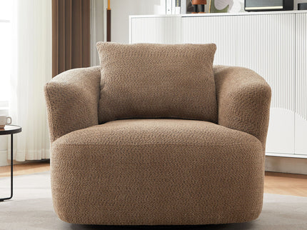 360° Swivel Barrel Sofa Chair With Throw Pillow, Upholstered Accent Chair