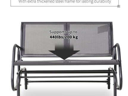 Outsunny - 2 Person Outdoor Glider Bench, Patio Double Swing Rocking Chair Loveseat With Powder Coated Steel Frame For Backyard Garden Porch - Gray