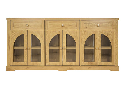 Sideboard Cabinet With 3 Drawers And 6 Arched Glass Doors