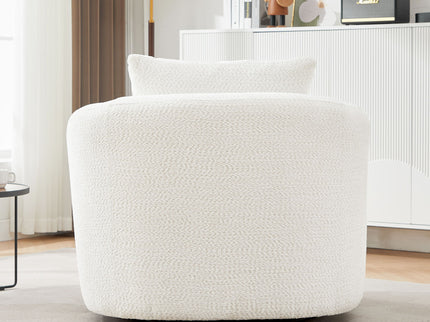 360° Swivel Barrel Sofa Chair With Throw Pillow, Upholstered Accent Chair