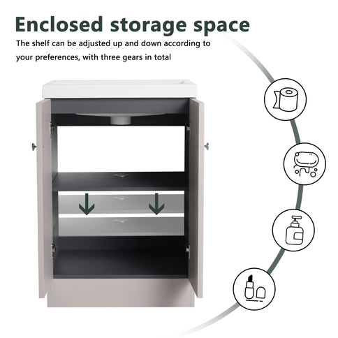 Modern Freestanding Bathroom Vanity With Soft Close Cabinet Doors