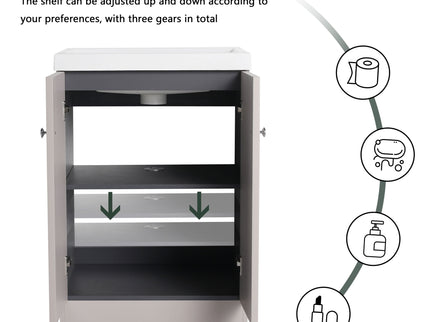 Contemporary Freestanding Bathroom Vanity With Resin Sink & Soft-Close Cabinet Doors