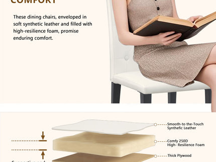 Dining Chairs With Ergonomic Buckle Backrest For Family Dining Rooms