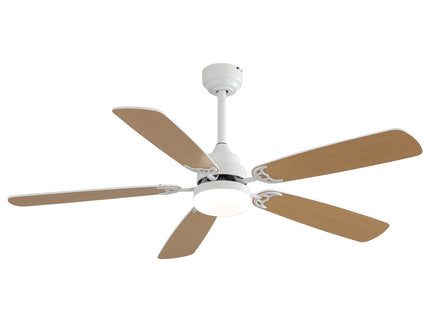 52" DC Motor Ceiling Fan With LED Light, 6 Speed Remote Control, Reversible Blades For Living Room - White