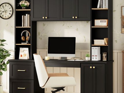 Computer Desk With Hutch, Workstation With Desk Grommet & Keyboard Tray