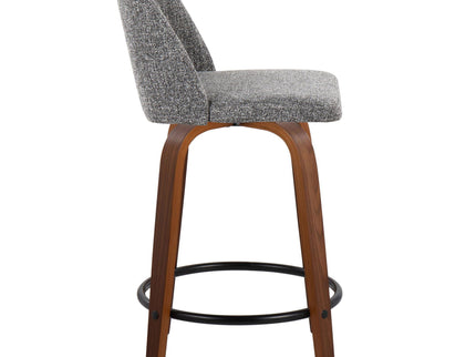 Toriano - Mid Century Modern, Fixed Height Counter Stool & Swivel And Round Footrest (Set of 2)