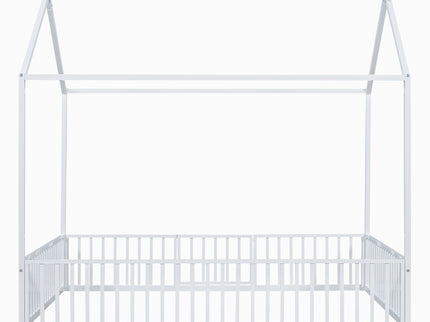 Metal House Bed With Fence And Door