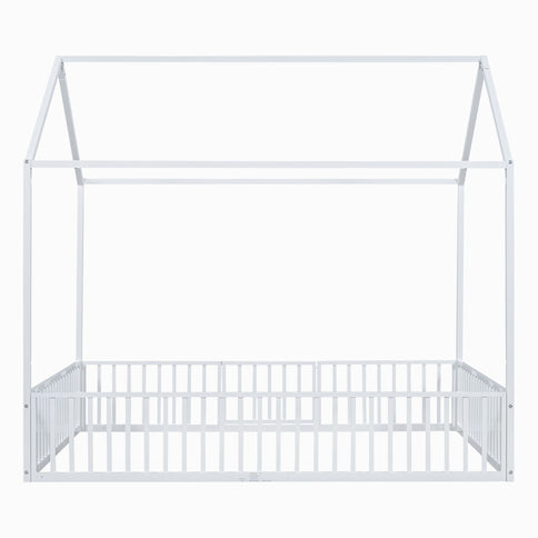 Metal House Bed With Fence And Door