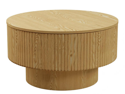 Modern Circular Coffee Table With Stripe Design And Storage Space