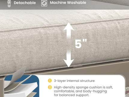 All-Weather Patio Sofa With Cushions, 3 Seat Outdoor Couch